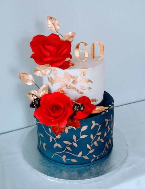 Blue cake by alenascakes Extravagant Cakes, Red Birthday Cakes, Blue Birthday Cakes, 25 Anniversary, Decorative Cakes, Girly Cakes, Designer Cakes, Flower Cakes, Cake Candy