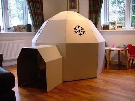 Cardboard Igloo, Cardboard Box Playhouse, Playhouse Cardboard, Operation Arctic Vbs, Arctic Vbs, Kids Indoor Playhouse, Playhouse Ideas, Cardboard Playhouse, Playhouse Plans