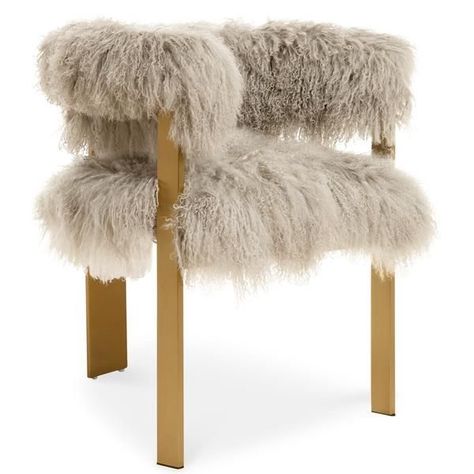 Fur Dining Chair, Fur Furniture, Fur Chair, Mongolian Fur, Thrift Store Furniture, Luxury Modern Furniture, Makeup Rooms, Modern Furniture Stores, Teen Room Decor