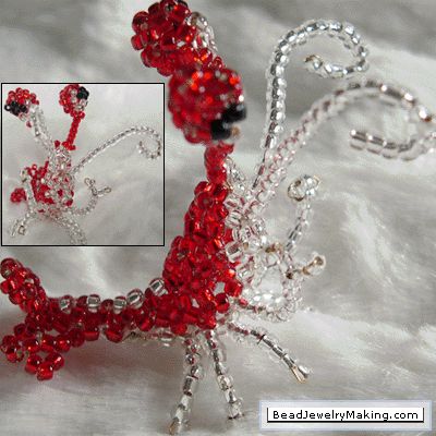 Beaded Lobster Seed Bead Shrimp, Beaded Lobster, Beady Buddies, Bead Decorations, Beaded Critters, Seed Beads Diy, Beaded Stars, Music Flower, 3d Beading