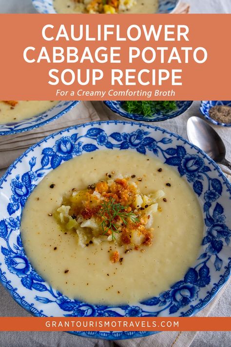 Cauliflower Cabbage Potato Soup Recipe for a Creamy Comforting Broth Cabbage Cauliflower Soup, Cauliflower Cabbage Recipes, Cabbage And Cauliflower Soup, Soup With Cauliflower, Cabbage Potato Soup, Best Cabbage Recipe, Ovulation Phase, Cabbage Recipes Southern, Creamy Vegetable Soup