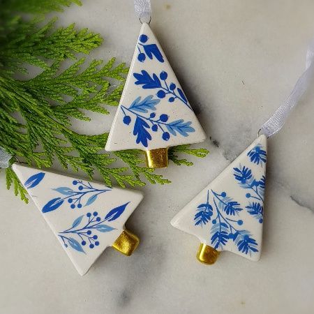 Clay Christmas Decorations, Ceramic Christmas Decorations, Scandinavian Christmas Decorations, Hygge Style, Gisela Graham, Christmas Clay, Trees Christmas, Ceramic Christmas Trees, Clay Ornaments