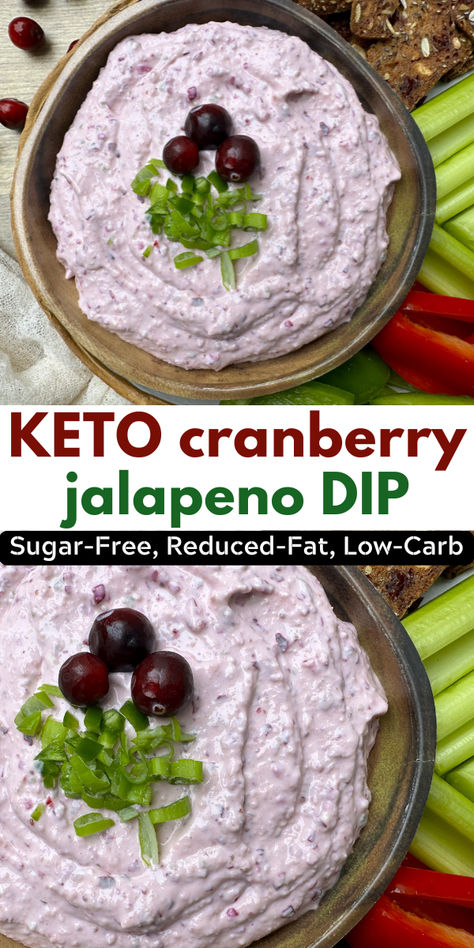 Images of low cranberry jalapeno dip with relishes and crackers Best Keto Appetizers, Low Carb Cranberry Recipes, Christmas Keto Recipes, Keto Christmas Appetizers, Keto Cheese Balls, Low Carb Dips, Snack Dip Recipes, Cranberry Jalapeno Dip, Low Calorie Appetizers