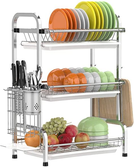 Kitchen Dish Drainers, Sink Dish Rack, Utensil Rack, Dish Drying Rack, Stainless Steel Utensils, Dish Drainers, Dish Rack, Tidy Kitchen, Sink Organizer