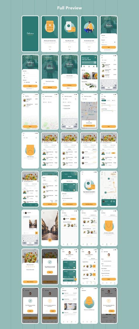 Delivious - Food Delivery UI-KIT UI Kit, Iphone, Figma, Ios Food Delivery App Ui Design, Food Ui Design, Desain Ux, Ux Design Mobile, Ux Kits, Ux App Design, App Design Layout, Android App Design, Mobile Application Design