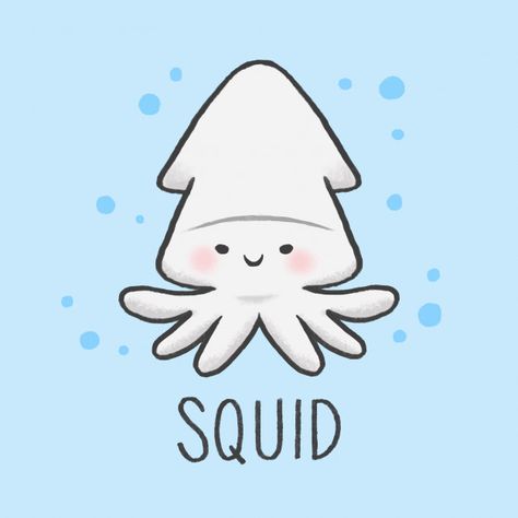 Cute squid cartoon hand drawn style Cartoon Squid, Cartoon Drawing Easy, Squid Drawing, Cute Squid, Modern Business Cards Design, Art Mignon, Animal Doodles, Owls Drawing, Birthday Happy