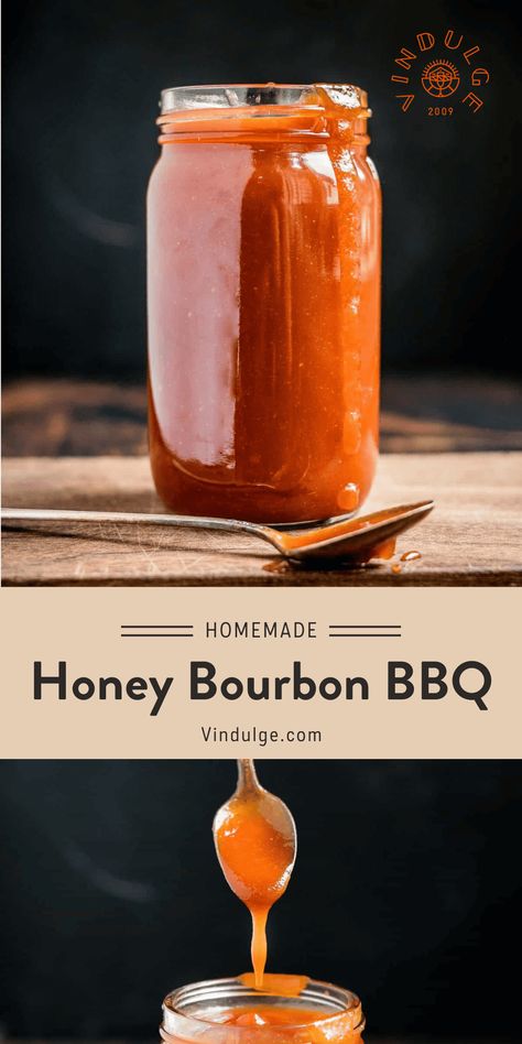 A homemade Honey Bourbon Barbecue Sauce recipe that has smoky flavor and a touch of sweet with honey versus brown sugar. Perfect BBQ Sauce for chicken wings or pork ribs! Bbq Sauce For Wings, Bbq Sauce For Chicken, Sauce For Chicken Wings, Bourbon Barbecue Sauce Recipe, Bourbon Bbq Sauce Recipe, Honey Bbq Sauce Recipe, Bourbon Bbq Sauce, Easy Bbq Sauce, Honey Barbecue Sauce