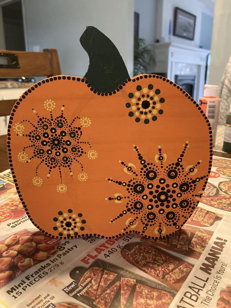 Dot Mandalas for Beginners | Think I’m done … Mandalas For Beginners, Painted Wood Pumpkins, Fall Greetings, Mandala Dotting, Dot Mandalas, Halloween Rocks, Wood Pumpkins, Dot Art Painting, Pumpkin Crafts