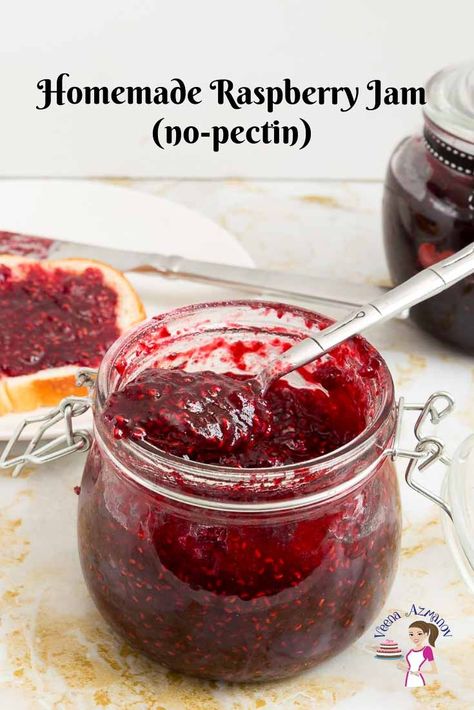 Raspberry Jam No Pectin, Raspberry Freezer Jam, Jam Without Pectin, Homemade Raspberry Jam, Raspberry Jam Recipe, Raspberry Crumble, Jam Recipes Homemade, Baking Decorating, Raspberry Recipes