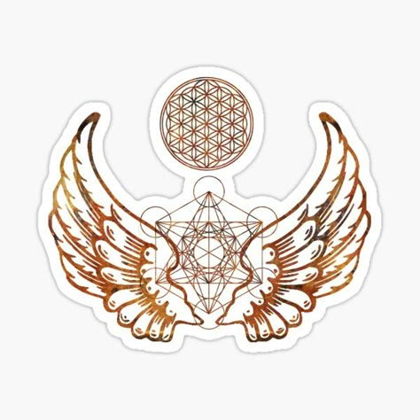 Heal Symbol, Sacred Geometry Flower Of Life, Metatron Cube, Alchemy Tattoo, Archangel Metatron, Sacred Science, Metatron's Cube, Angel Wings Tattoo, Wing Tattoo