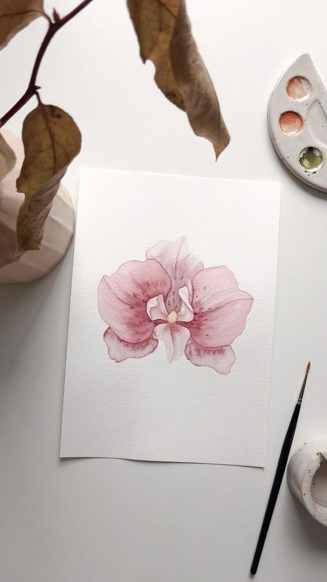 Orchid Drawing, Orchids Painting, Watercolor Paintings For Beginners, Art Graphic Design, Art Painting Gallery, Art Folder, Watercolor Flower Art, Ethereal Art, Watercolor Drawing