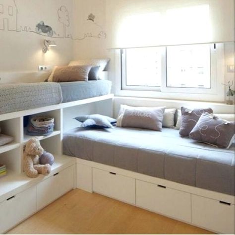 Corner Bed Ideas, Bunk Beds For Girls Room, Bunk Beds Small Room, Bed For Girls Room, Girls Bunk Beds, Beds For Small Rooms, Children's Bedroom Ideas, Modern Bunk Beds, Girls Room Design