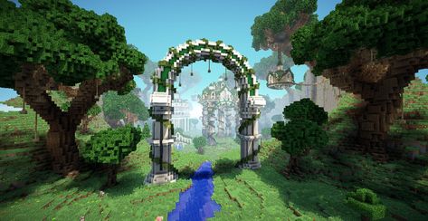 The entrance to the vale Minecraft Entrances, Minecraft Village Entrance, Minecraft Entrance Ideas Outside, Minecraft House Entrance, Minecraft Entrance Ideas, Minecraft Entrance, Entrance Minecraft, Minecraft Archway, Minecraft Kale