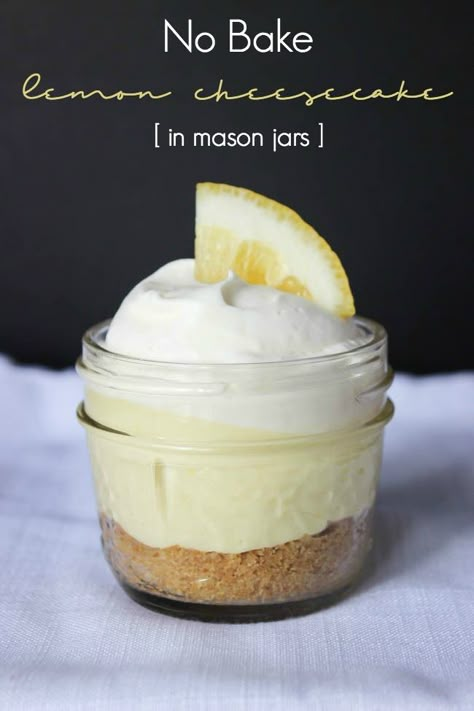 The perfect lemon cheesecake! Prepared in a mini mason jar for perfect individual portions. Great dessert for Spring and Summer! Fun Spring Desserts, Desserts In A Jar, Cold Sweets, Greek Yogurt Cheesecake, Jar Desserts, No Bake Lemon, Mini Mason Jar, Lemon Cheesecake Recipes, Spring Recipes Dessert