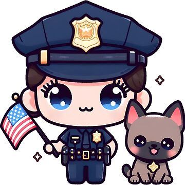 Kawaii Police Officer and Police Dog Police Officer Drawing, Police Dog, Police Dogs, Police Officer, Dog Art, Drawing Sketches, Classic T Shirts, Drawings, Dogs