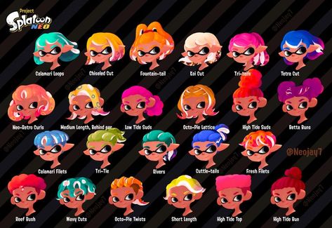 Inkling And Octoling, Inkling Hairstyles, Octoling Hairstyles, Splatoon Squid, Retro Curls, Splatoon 2 Art, Splatoon 3, Environment Concept Art, Drawing Poses