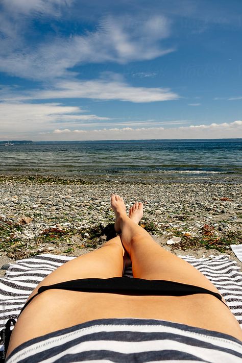 POV UGC woman wearing a bathing suit laying in the sunshine on Elgon beach during summer vacation on the Washington coast. Washington Coast, Laying On The Beach, Beach Beauty, Mary Ann, The Sunshine, Summer Vacation, Bathing Suit, Summer Beach, Bathing Suits