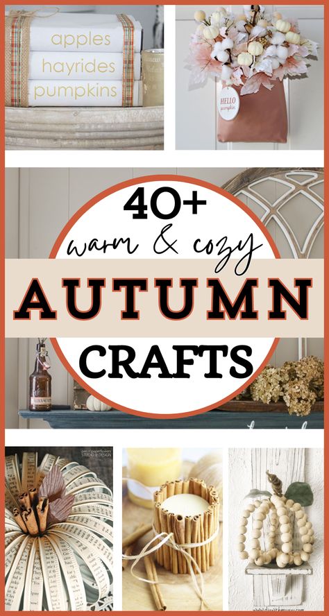 Here are 40 fall decor DIY crafts you can make for your home to add just the right touches! They are budget-friendly and easy fall DIY ideas! DIY farmhouse decor especially shines during autumn! Give these fall crafts DIY ideas a try this year - you'll fall in love with these fall decorating ideas,  and get your fill of autumn crafts! Fall Bazaar Crafts To Sell, Low Budget Fall Decor, Crafternoon Ideas, Welcome Diy Ideas, Fall Decoupage Projects, Fall Crafts To Make And Sell Diy, Ladies Night Craft Ideas Fall, Diy Home Room Decor, Best Fall Crafts