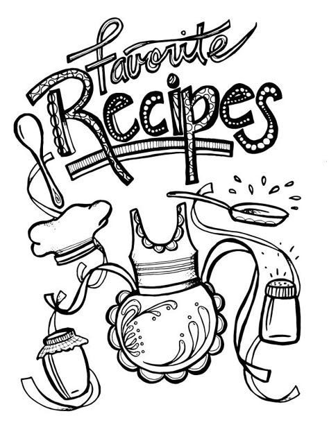 Printable recipe binder coloring pages for adults - so cool! this is such an artful and unique way to organize recipes you get from others. Recipe Binder Cover, Recipe Book Printables, Diy Recipe Binder, Printable Recipe Page, Scrapbook Recipe Book, Recipe Book Covers, Homemade Recipe Books, Recipe Book Design, Book Coloring Pages