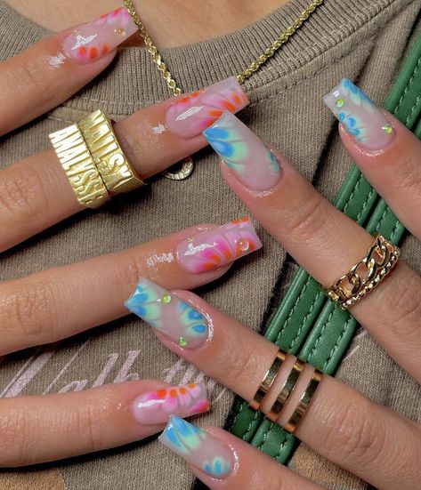 Nail Sunny, Summery Nails, Classy Acrylic Nails, Short Square Acrylic Nails, Square Acrylic Nails, Dream Nails, Fire Nails, Funky Nails, Pretty Acrylic Nails