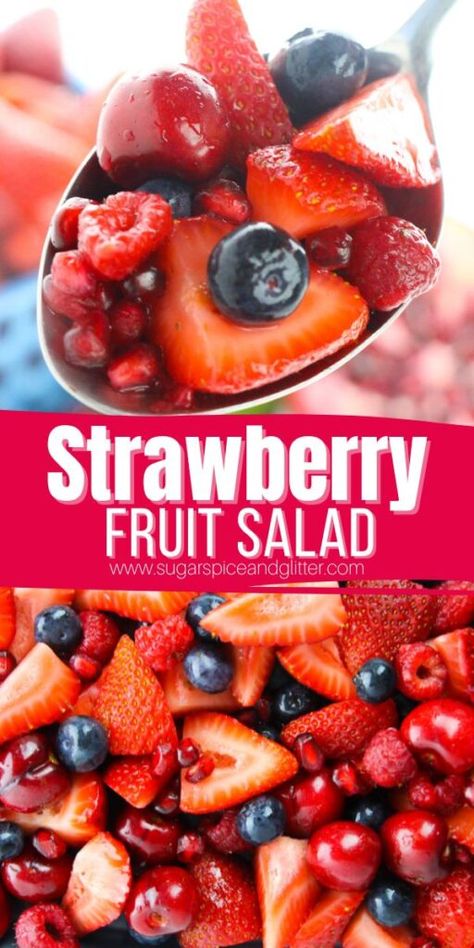 Simple Strawberry Fruit Salad with a honey-lime dressing, perfect for brunch, dessert or just a sweet snack anytime of day. Strawberry Fruit Salad, Lunch Box Treats, Salad With Citrus Dressing, Fruit Salad Ingredients, Salad With Citrus, Berry Fruit Salad, Brunch Dessert, Honey Lime Dressing, Strawberry Treats