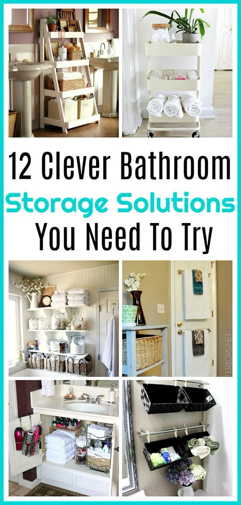 Creative Bathroom Storage, Creative Bathroom Storage Ideas, Bathroom Decor Modern Luxury, Clever Bathroom Storage, Diy Bathroom Storage Ideas, Bathroom Storage Hacks, Small Bathroom Diy, Simple Bathroom Decor, Small Bathroom Organization