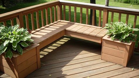 I'm dreaming of a... new deck! - The Learner Observer Wood Deck Designs, Backyard Decks, Deck Bench, Deck Remodel, Small Backyards, Backyard Patio Deck, Deck Seating, Decking Area, Patio Deck Designs