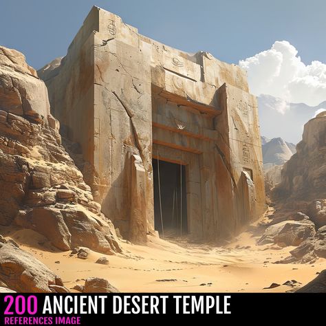 ArtStation - 200 ANCIENT DESERT TEMPLE / 4K, ¥¥ Isabelle ¥¥ Desert Temple Fantasy Art, Desert Temple Concept Art, Ancient Temple Concept Art, Desert Concept Art, Lethal Company, Desert Temple, Environment Painting, Temple Ruins, Concept Ideas