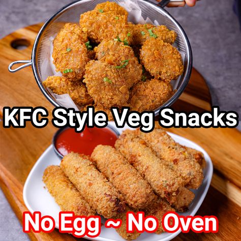 KFC Style Veg Snacks Recipes - No Egg No Oven Snacks | Mock Meat Vegetarian Snacks - Kids Favorite | Veg Chicken Nuggets: https://bit.ly/3M0siWe Veg Fingers Recipe: https://bit.ly/3ufIFIn | By Hebbar's Kitchen Veg Snacks Recipes, Oven Snacks, Snacks Kids, Hebbar's Kitchen, Veg Snacks, Vegetarian Snacks, Snacks Recipes, Chicken Nuggets, Kids Snacks