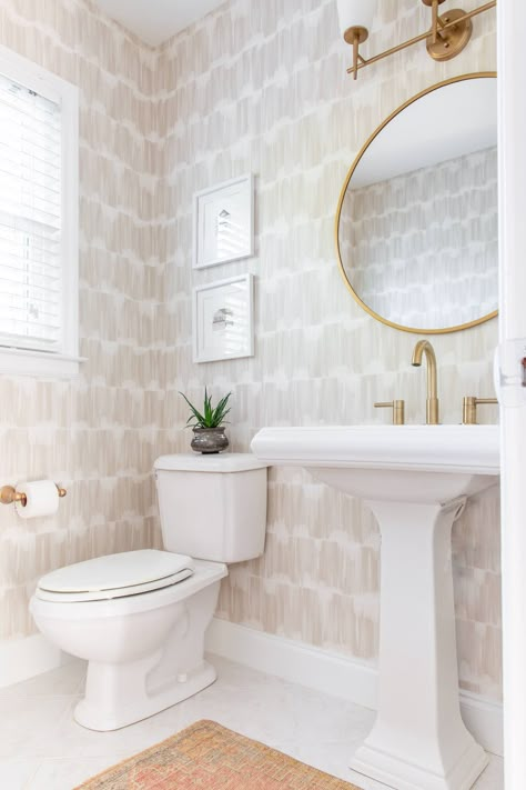 Powder Room Renovation, Wallpaper Powder Room, Powder Room Remodel, Powder Room Wallpaper, Powder Room Decor, Powder Room Design, Downstairs Bathroom, Powder Bath, Bathroom Wallpaper