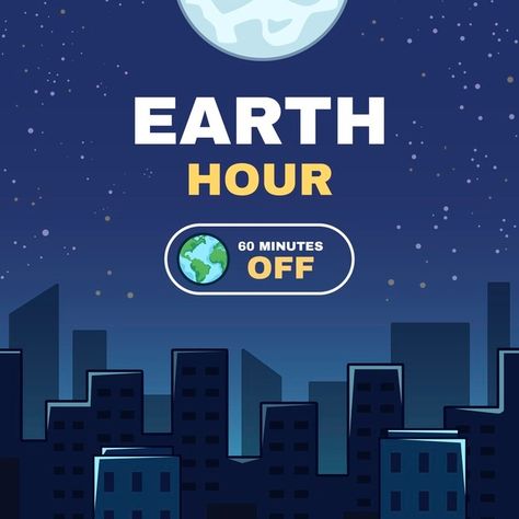 Hand drawn earth hour illustration Free Vector Earth Hour Creative Ads, Earth Hour Poster Design, Earth Hour Poster, Earth Hour Day, World Earth Day, Earth Hour, Magazine Layout Inspiration, Book Cover Template, Environment Day