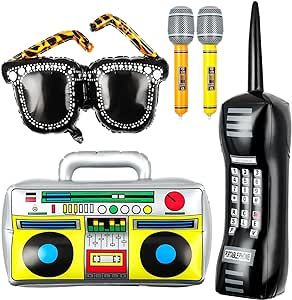 80s Birthday Party Theme, Inflatable Microphone, Disco Theme Parties Decorations, 90s Theme Party Decorations, 80s Phone, 90s Party Decorations, Movie Theme Birthday Party, Decades Party, Disco Theme Party