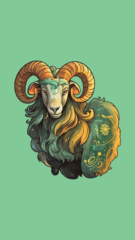 Aries Ram Art, Aries Cartoon, Aries Character, Aries Animal, Aries Painting, Ram Aesthetic, Aries Drawing, Aries Illustration, Ram Drawing