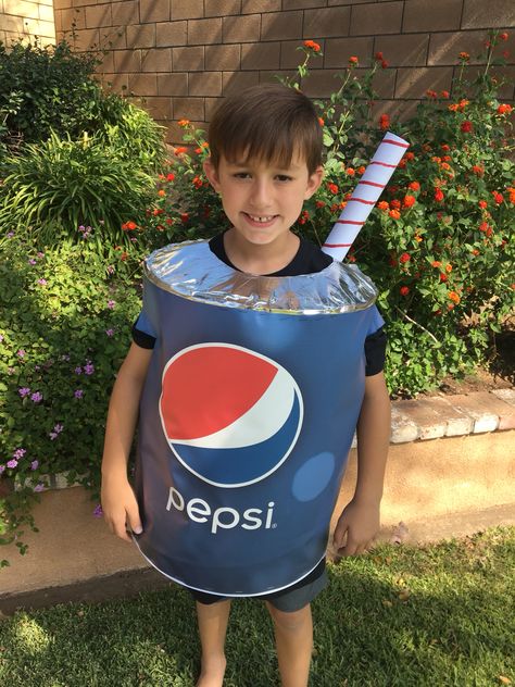 Soda can costume Soda Pop Halloween Costumes, Soda Can Costume Diy, Soda Costume Diy, Soda Halloween Costumes, Pepsi Costume, Soda Can Costume, Soda Costume, Church Valentines, Fancy Dress Competition