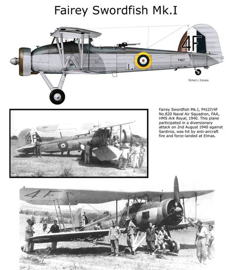 Fairey Swordfish Mk.I Navy Force, Fairey Swordfish, Hms Ark Royal, Airplane Painting, Ww1 Aircraft, Fly Navy, Old Planes, Air Force Aircraft, Wwii Plane