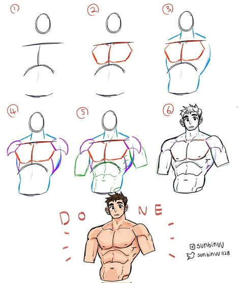 Body Shapes Male, Drawing Body Shapes, Male Body Drawing, Male Art Reference, Body Type Drawing, Drawing Male, Body Ideas, Body Shape Drawing, Anatomy Tutorial