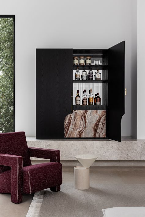 Ivory House by Homeroom Studio and Tecture - Project Feature - The Local Project - The Local Project 2022 Picture, White Drapes, Bar Cabinet, Wet Bar, Wine Storage, Open Plan Living, Mini Bar, Melbourne Australia, White Walls