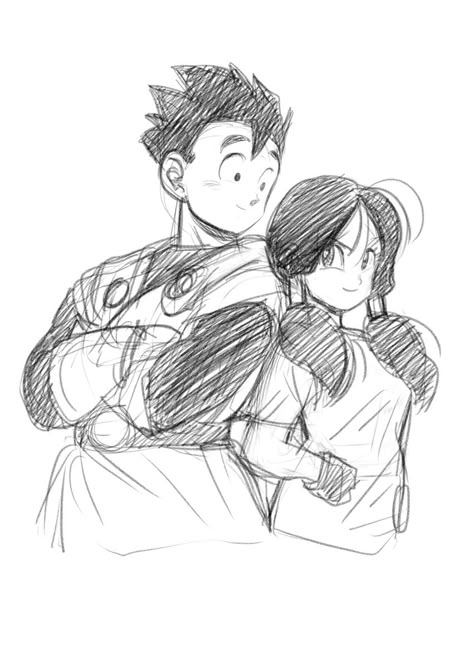 Videl And Gohan Fanart, Gohan X Videl Fanart, Gohan Fanart, Gohan X Videl, Gohan Videl, Videl Dbz, Dragon Ball Painting, Dragon Ball Art Goku, Haikyuu Kageyama