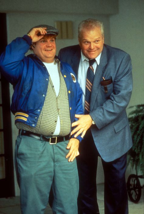 "Tommy Boy" movie still, 1995. L to R: Chris Farley, Brian Dennehy. Tommy Boy Costume, Tommy Boy Movie, Boy Movie, Brian Dennehy, 1990s Movies, Chris Farley, Tommy Boy, Boy Costumes, Classic Movies