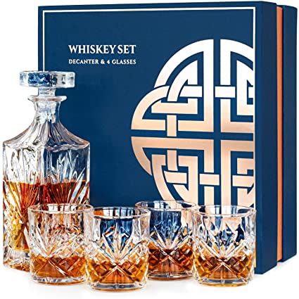 Whiskey Decanter Whisky Glasses Set, Whiskey Gift Sets for Men, 4 Glass Tumblers not Crystal in Gifts Box for Father Dad Husband Him Brother, Can be Personalised: Amazon.co.uk: Kitchen & Home Expensive Whiskey, Brandy Liquor, Crystal Glass Set, Whiskey Gift Set, Travel Accesories, Whisky Set, Crockery Set, Whisky Decanter, Whiskey Glasses Set