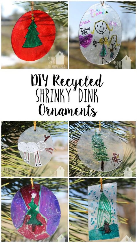 Making shrinky dinks is always a fun experiment! And these Recycled Shrinky Dink Ornaments are such a cute way to give a piece of your child’s art as a gift! Shrinky Dink Ornaments, Shrinky Dink Christmas Ornaments, Mommy Group, Shrinky Dink Crafts, Handprint Ornaments, Christmas Delights, Map Ornaments, Shrink Art, Shrinky Dink