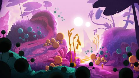 #alien #planet Cute Alien Wallpaper, Alien Planet Landscapes, Alien Background, Planets Illustration, Mushroom Field, Alien Illustration, Alien Wallpaper, Space Concept Art, Planet Wallpaper