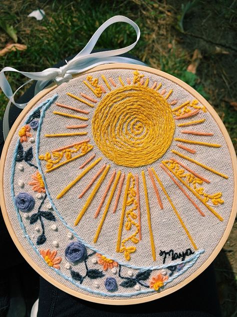 This Embroidery Art item by EmmaBroiderie has 37 favorites from Etsy shoppers. Ships from New York, NY. Listed on Feb 11, 2024 Embroidery Sun And Moon, Sun Moon Embroidery, You Are My Sunshine Embroidery, Sun Embroidery Design, Sun Embroidery Pattern, Doodle Stitch, Sunshine Tattoos, Sun And Moon Embroidery, Sun Moon Design