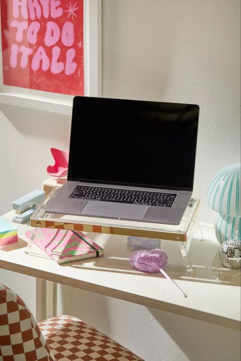 Acrylic desk riser for desk organization and dorm room #dormroom #dormroomdecor #dormroomorganization #dormroominspo #college #homeoffice #backtoschool Collapsible Desk, Organization Supplies, Rental Home Decor, Stationery Desk, Desk Riser, Chic Desk, Acrylic Desk, Dorm Room Organization, College Essentials