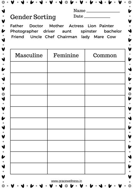 gender sorting worksheet, English grammar worksheet Gender Nouns Worksheet For Grade 3, Gender Worksheet Class 3, Common Gender Worksheet, Gender Nouns Worksheet, Grammar Worksheets 3rd Grade, Gender Worksheet, Gender Nouns, Gender Of Nouns, Collective Nouns Worksheet