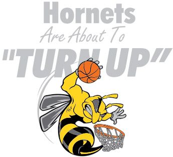 T-Shirt Design - Hornets Turn Up (desn-804t1) Hornet Logo Design, Hornets School Spirit Shirts, Hornet Mascot, Hornets Basketball, Basketball Shirt Designs, Sporty Logo Print T-shirt For Basketball, Basketball T Shirt Designs, Basketball Championship, Basketball Tournament