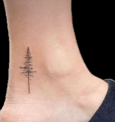 Fineline Pine Tree Tattoo, Pine Tattoo Design, Line Work Tree Tattoo, Small Evergreen Tree Tattoo, Michigan Inspired Tattoos, Pine Tree Finger Tattoo, Longleaf Pine Tattoo, Western Red Cedar Tattoo, Cute Tree Tattoo