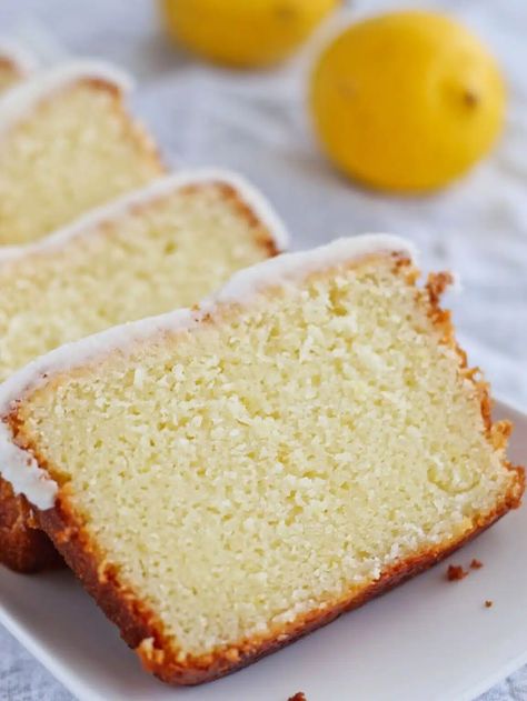 Gluten Free Lemon Loaf Cake (A Starbuck's Copycat Recipe) - Let Them Eat Gluten Free Cake Gluten Free Lemon Loaf, Gluten Free Lemon Cake, Gluten Free Flour Recipe, Lemon Loaf Cake, Copycat Starbucks Recipes, Lemon Loaf, Lemon Pound Cake, Gluten Free Cake, Gf Desserts