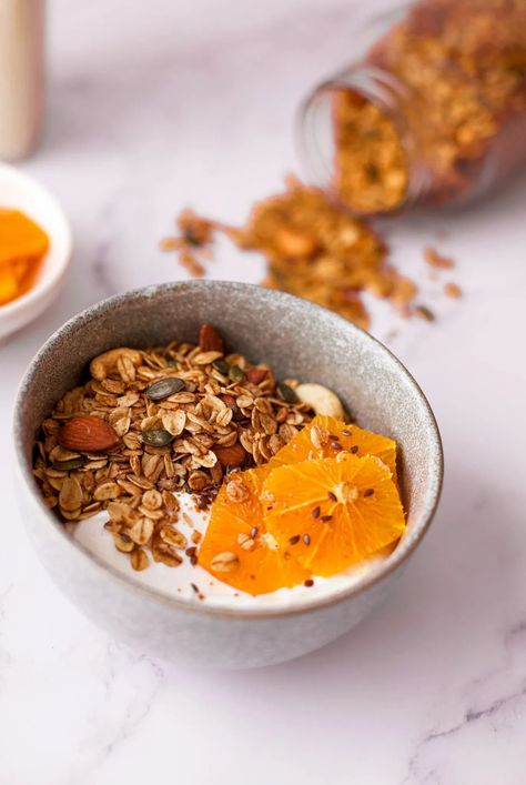 Good Morning Orange Granola Orange Granola, Orange Rolls, Honey Recipes, Breakfast Cereal, Orange Zest, Breakfast Brunch Recipes, Quick Breakfast, Pumpkin Seeds, Brunch Recipes