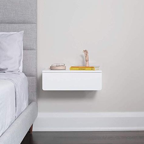 Amazon.com: White Floating Nightstand with Drawer: Handmade Diy Floating Nightstand, Floating Nightstand Drawer, Media Wall Shelves, Hanging Nightstand, Wall Mounted Nightstand, Mounted Nightstand, Wall Mounted Bedside Table, Modern Floating Nightstand, Nightstand Ideas